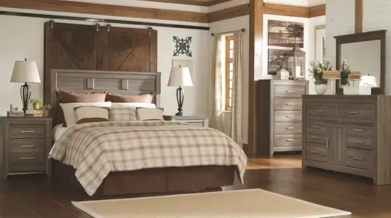 Ashley Furniture Bedroom Set: Styled layout for personalizing and curating a custom bedroom set.